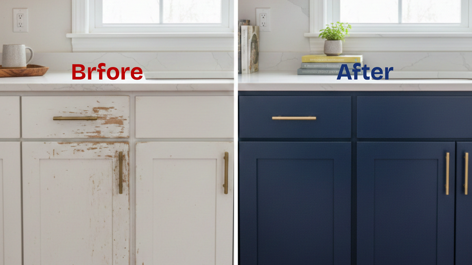 Cabinet Refinishing before & after