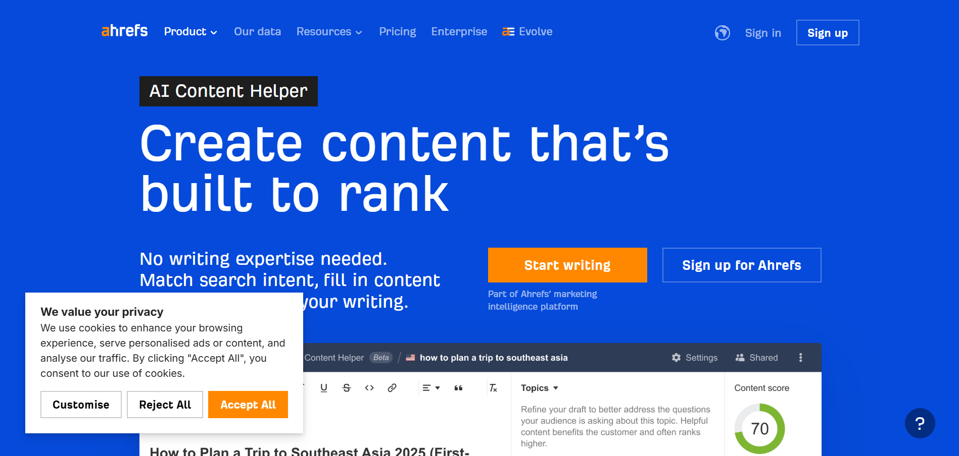 Ahrefs AI Content Helper