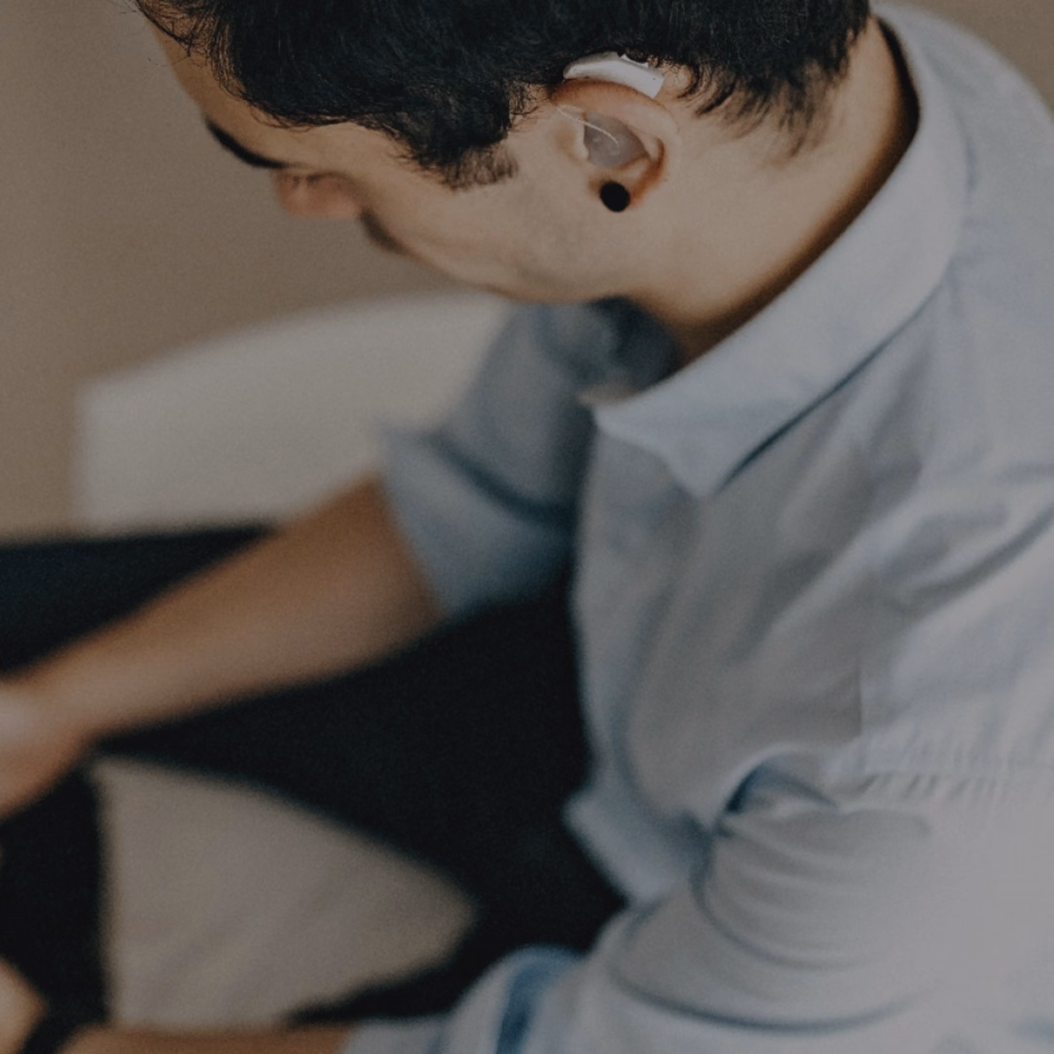 Man using a hearing aid