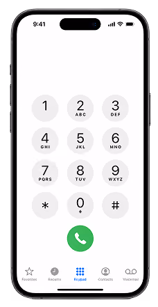 Mobile phone number keypad screen