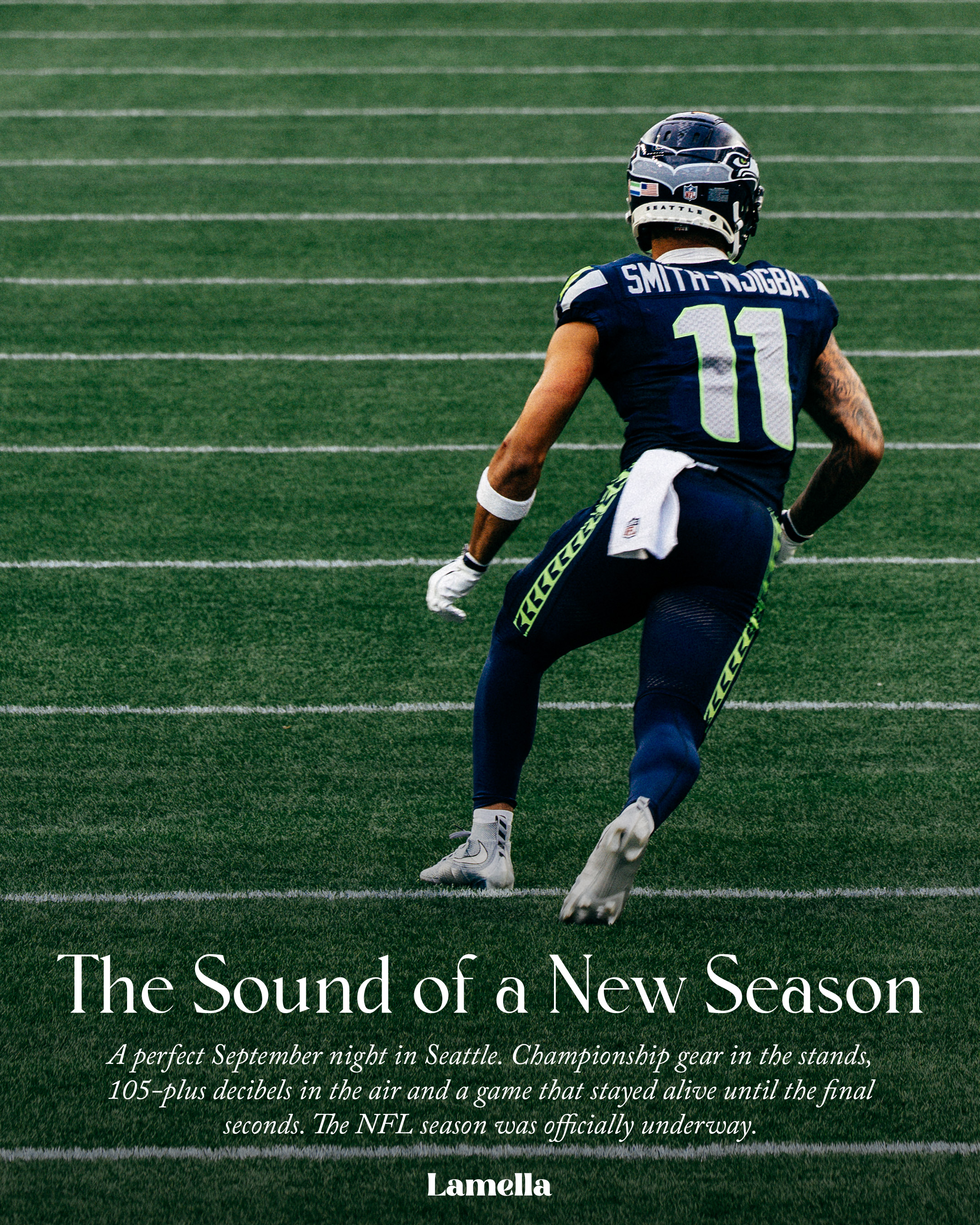 Patriots vs Seahawks NFL Opening Night September 9 2026. Photographed by Studio Lamella at Lumen Field in Seattle.