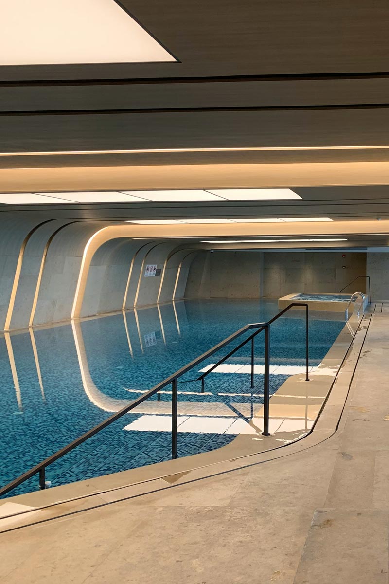 Expansive luxury pool in underground setting