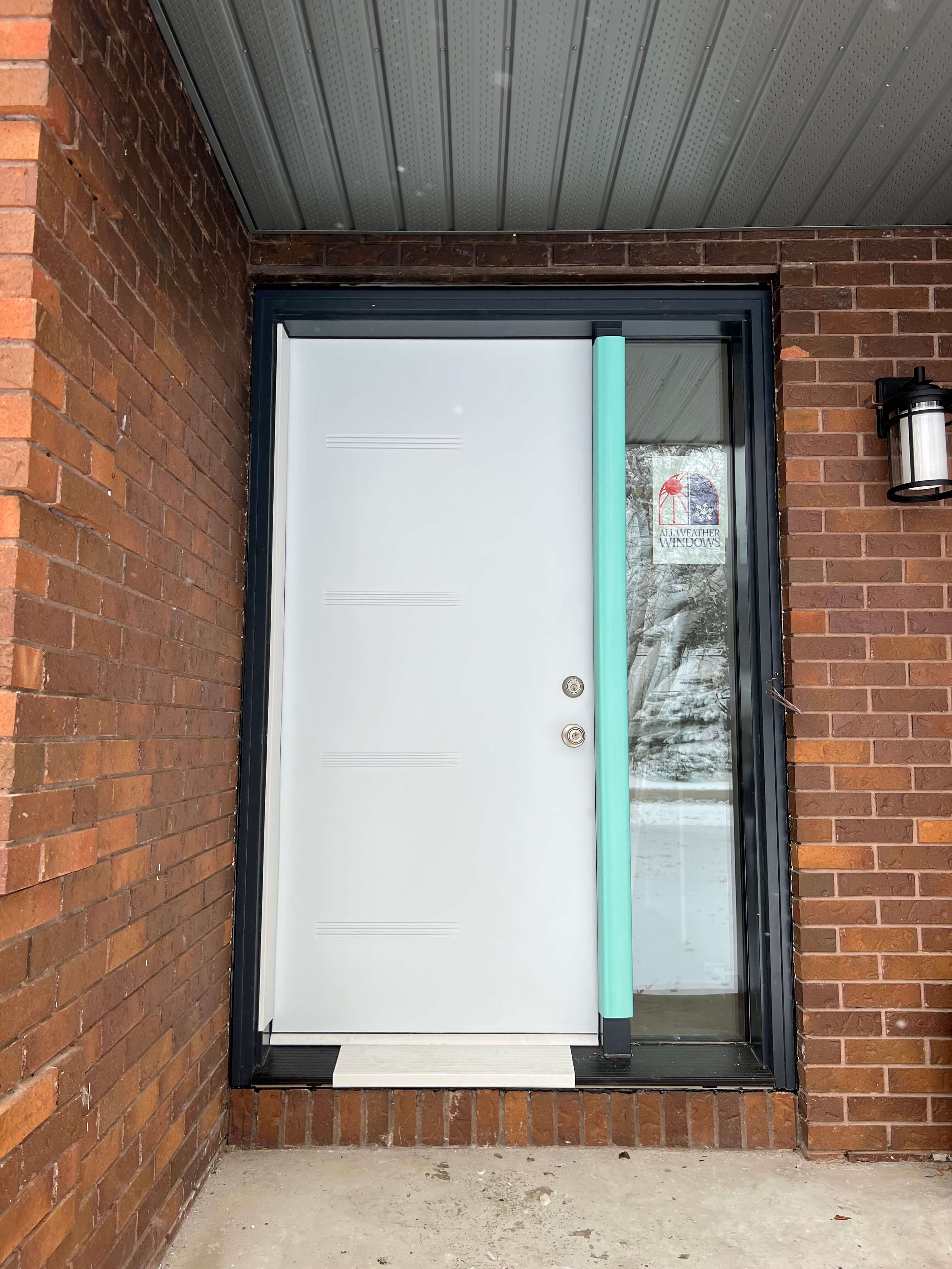 New entrance door installation on town home