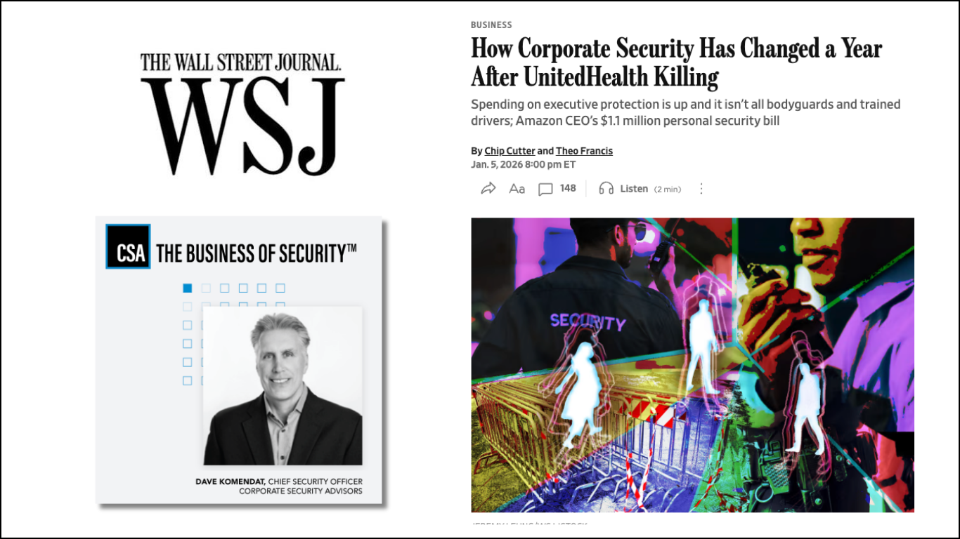 CSA featured in a discussion about how Corporate Security has changed in the aftermath of the United Health CEO killing.