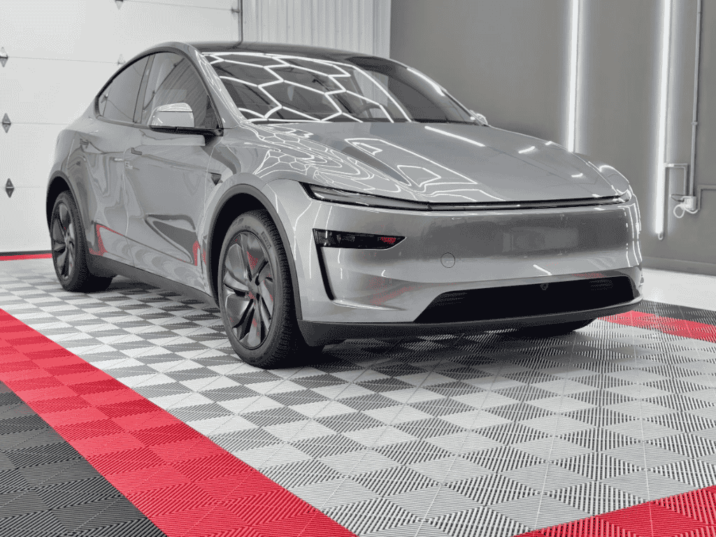 Silver Tesla Model Y detailed by Big Dog Detail