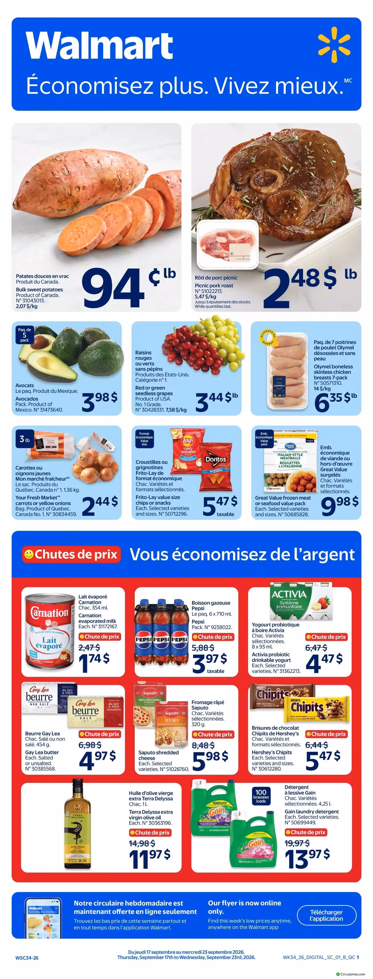 Circulaire Walmart du jeudi 17 septembre au mercredi 23 septembre 2026 - page 1 of 6
