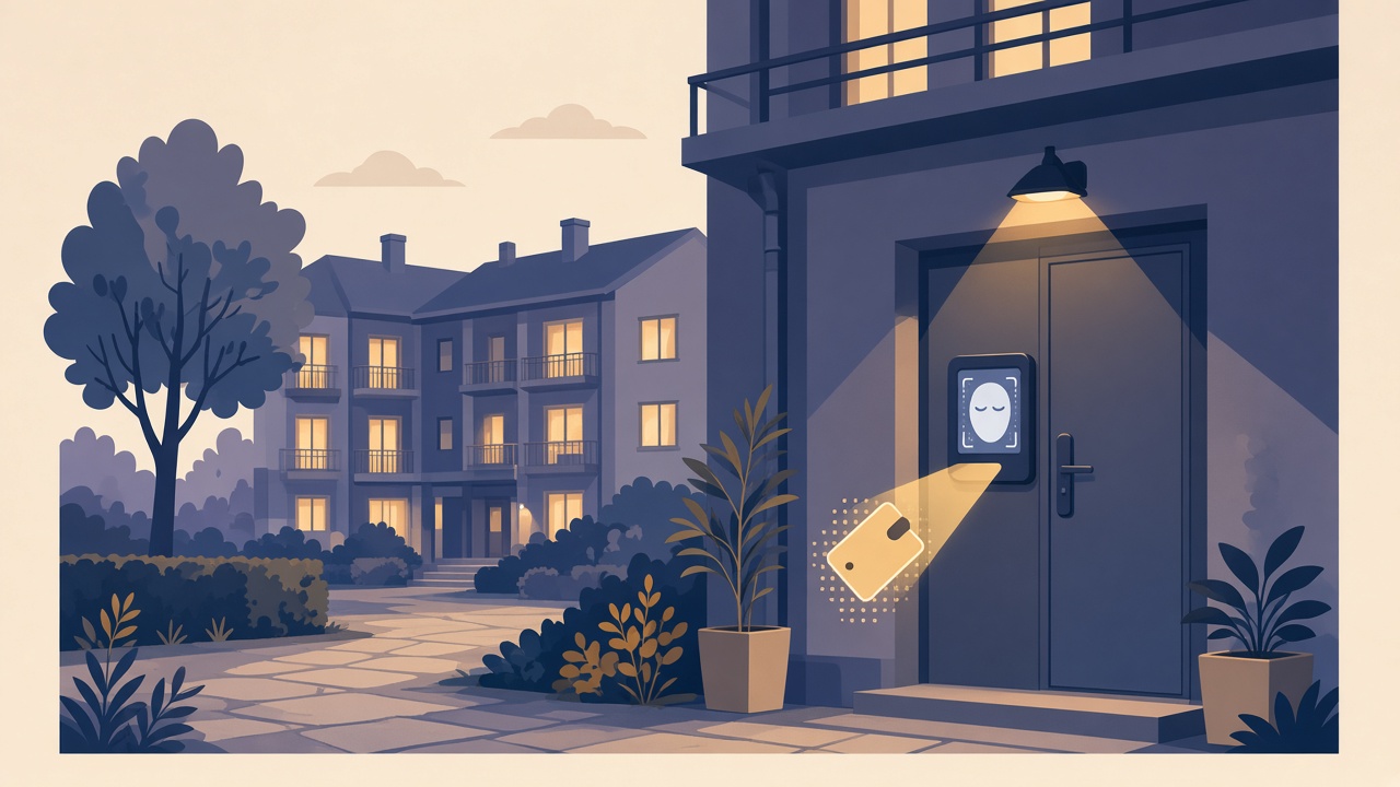 Illustration of facial recognition access control for hostel and dormitory residences