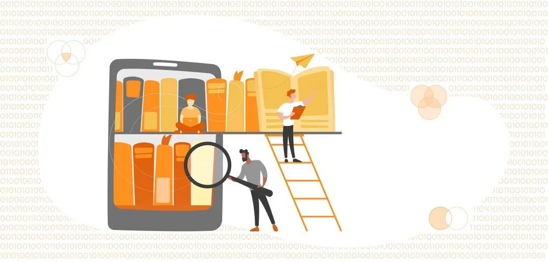 Illustration of library catalogs