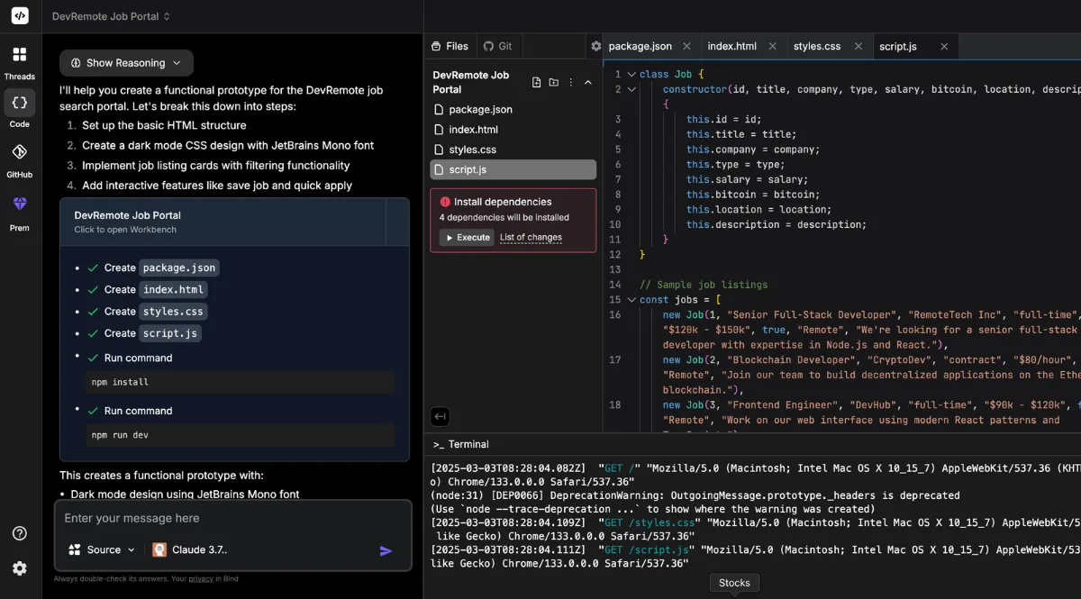 AI-powered code generation in a code editor