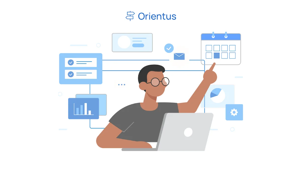 Orientus illustration of a student using orientation dashboards