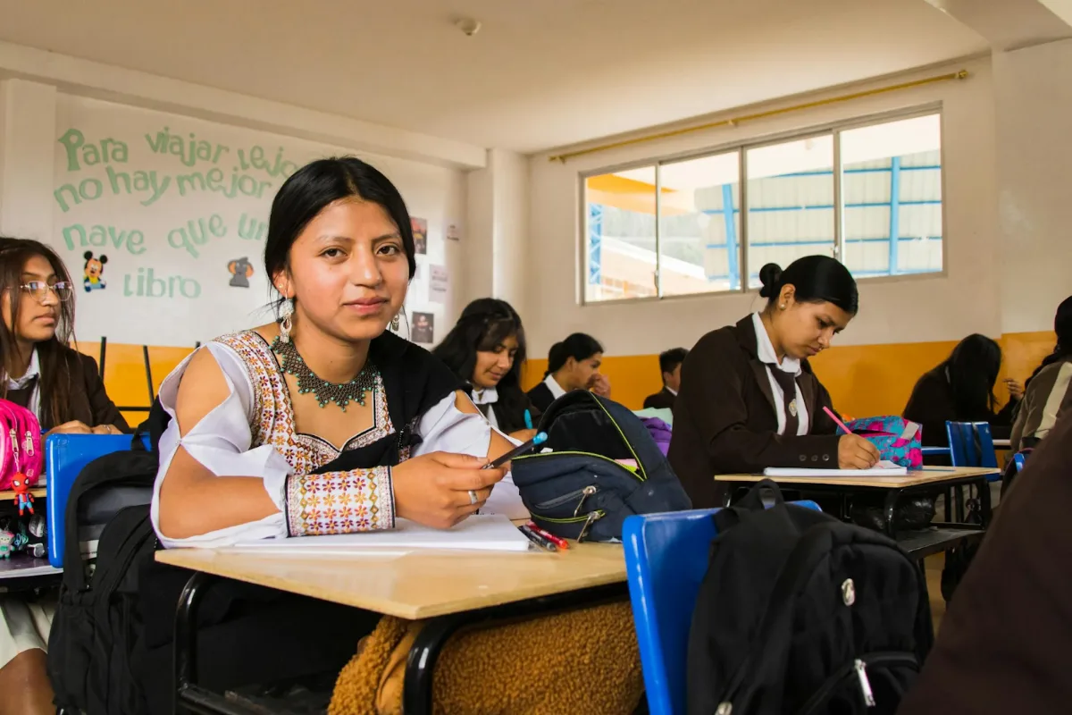 Student taking part in a classroom activity