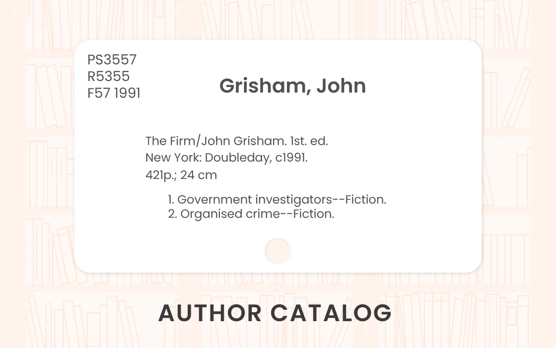 digital representation of author catalog card