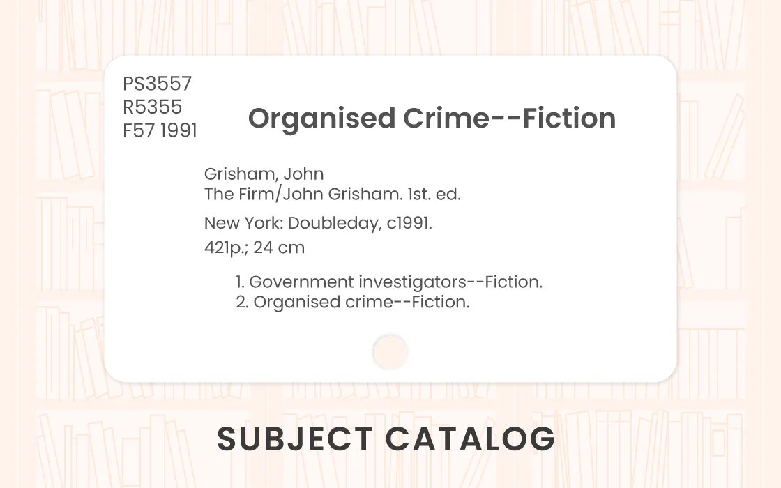 Digital representation of a subject catalog