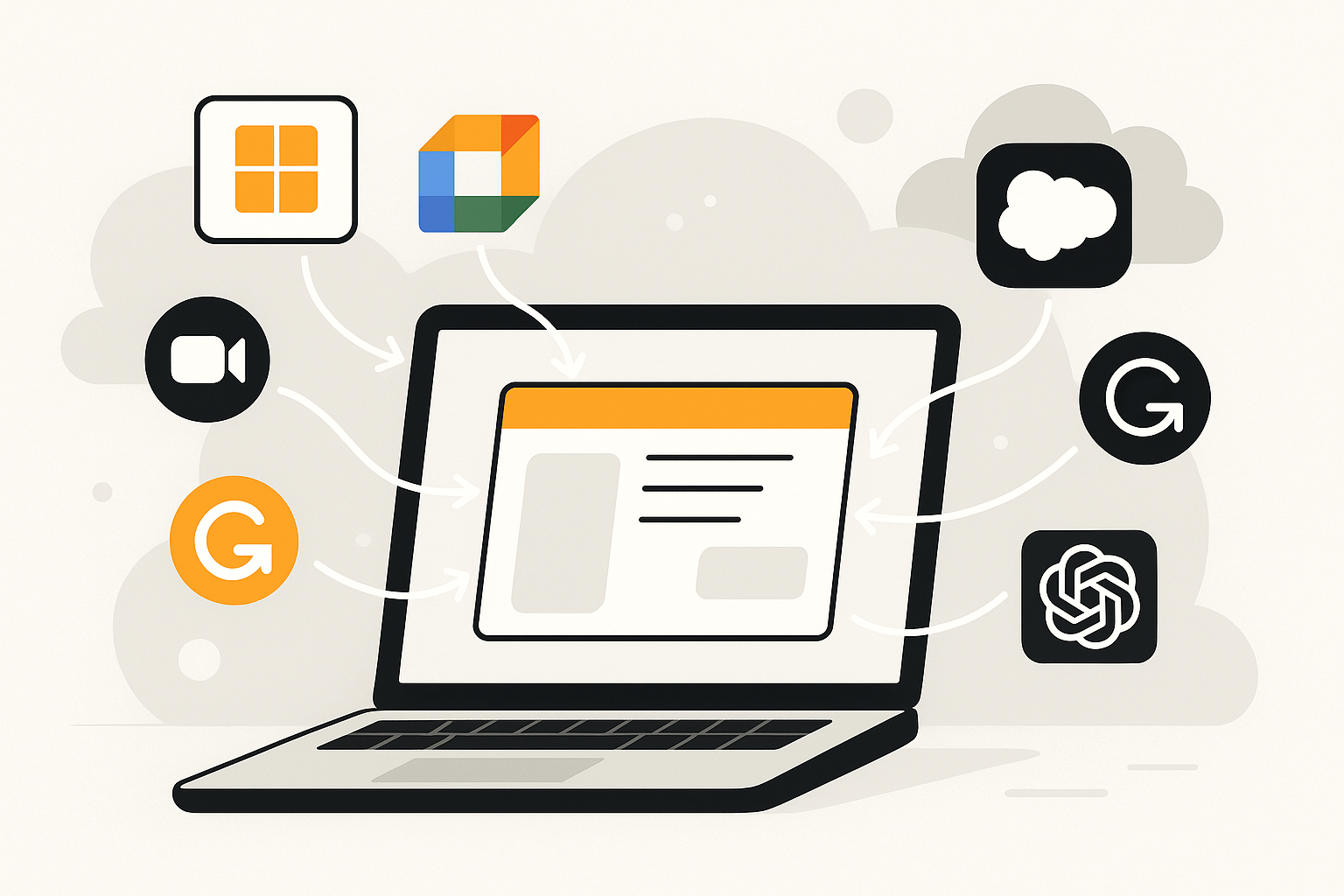 Illustration showing SaaS tools integration