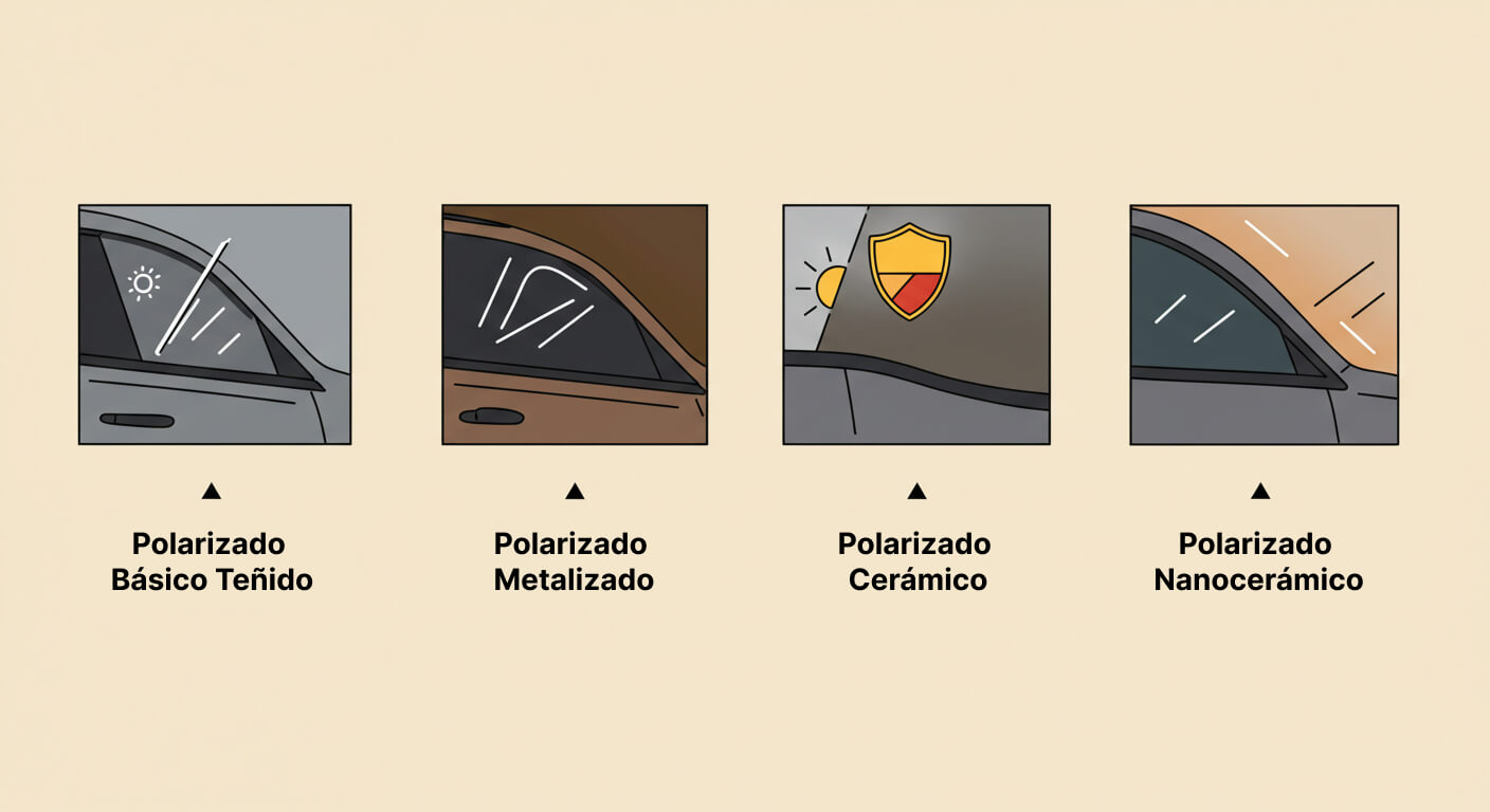 Comparación de polarizado automotriz para Querétaro: básico, metalizado, cerámico y nanocerámico
