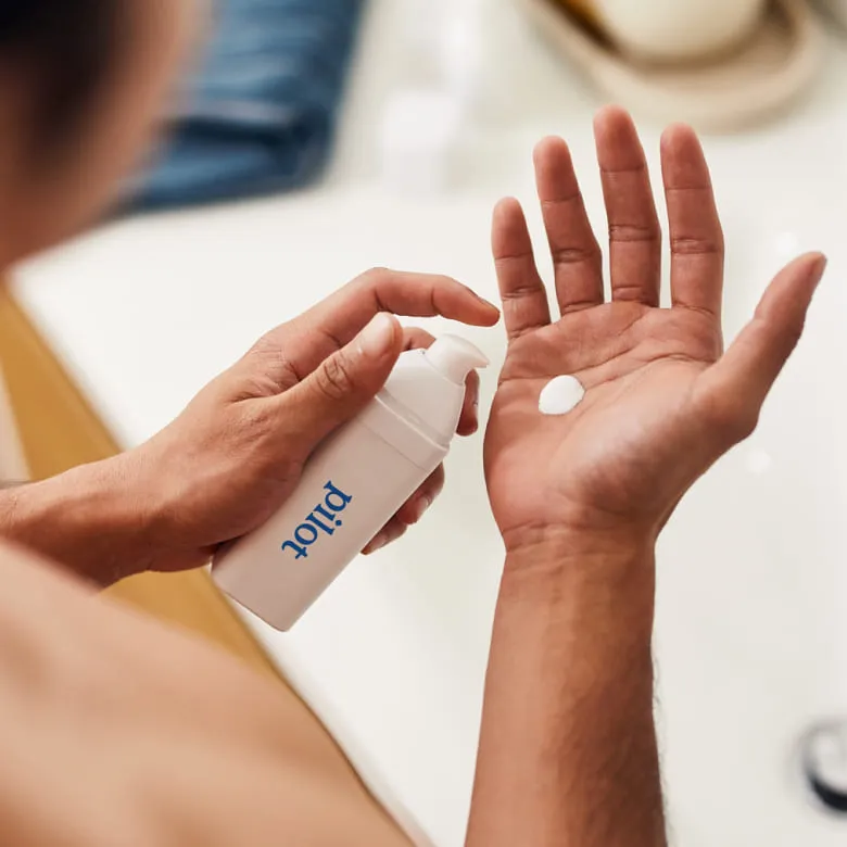 Man applying cream