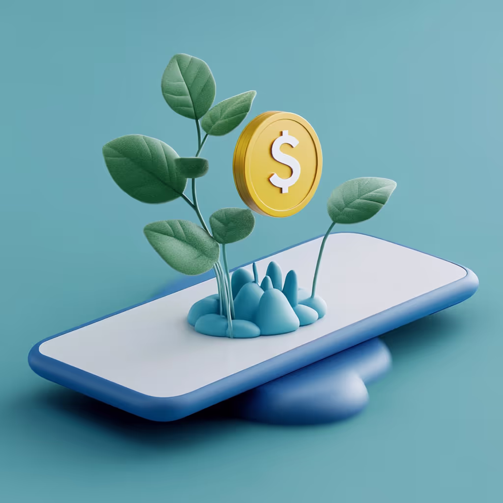 Phone with an app for sustainable investments