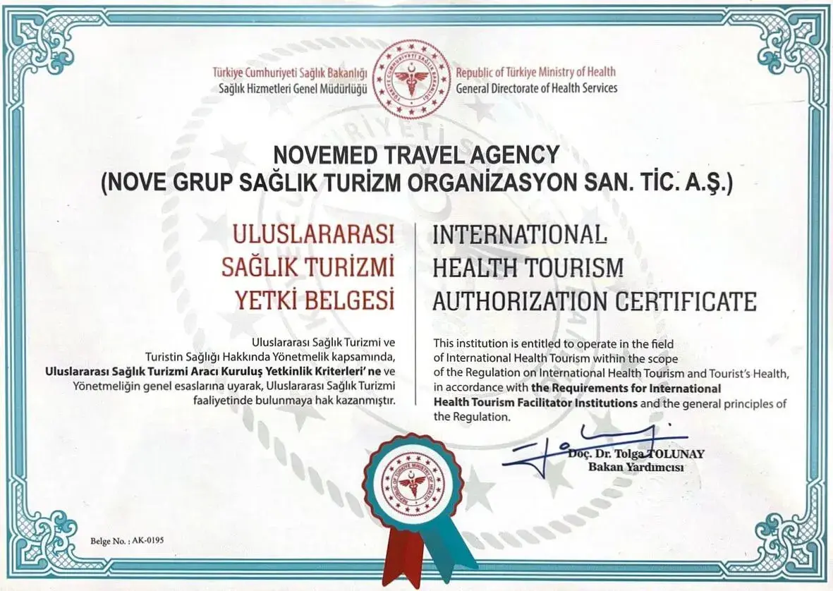 Novemed, International Health Tourism Authorization Certificate, No. AK-0195