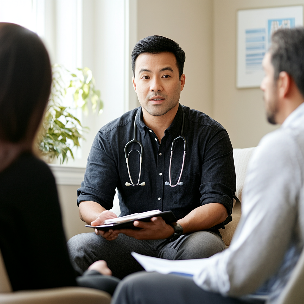 A consultation session in an executive health program.