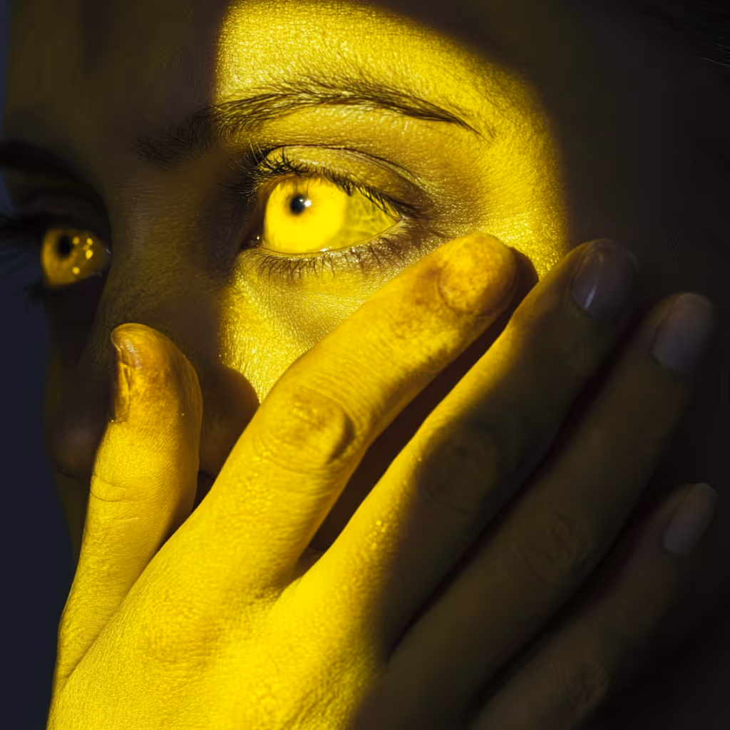 A person with jaundice showing yellowing of the skin and eyes, which can be an early sign of pancreatic cancer.