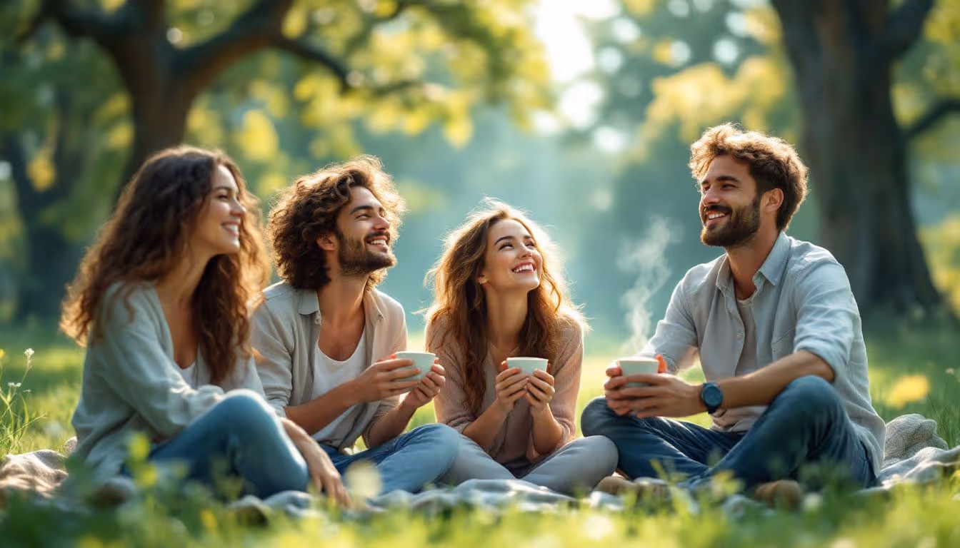 A group of friends enjoying social connections that contribute to a longer life.