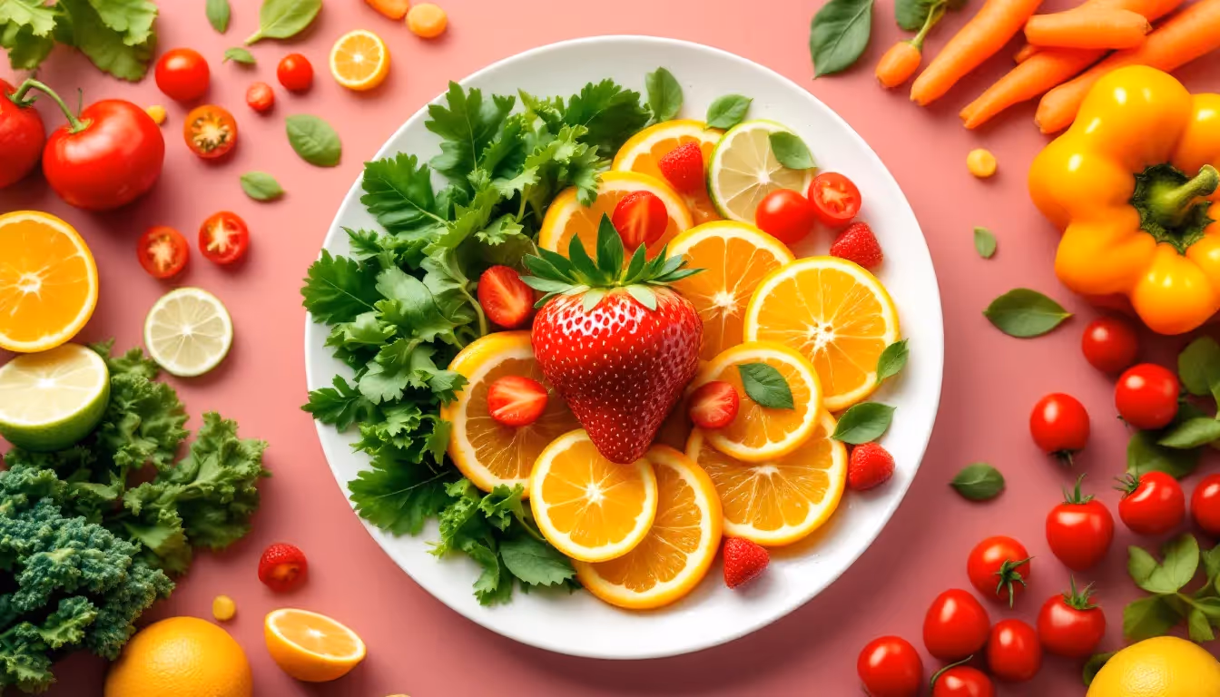 A colorful plate of nutritious food representing a healthy diet.