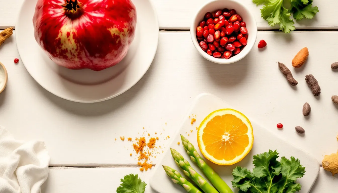 A selection of the top 5 best foods for longevity, including fruits and vegetables.