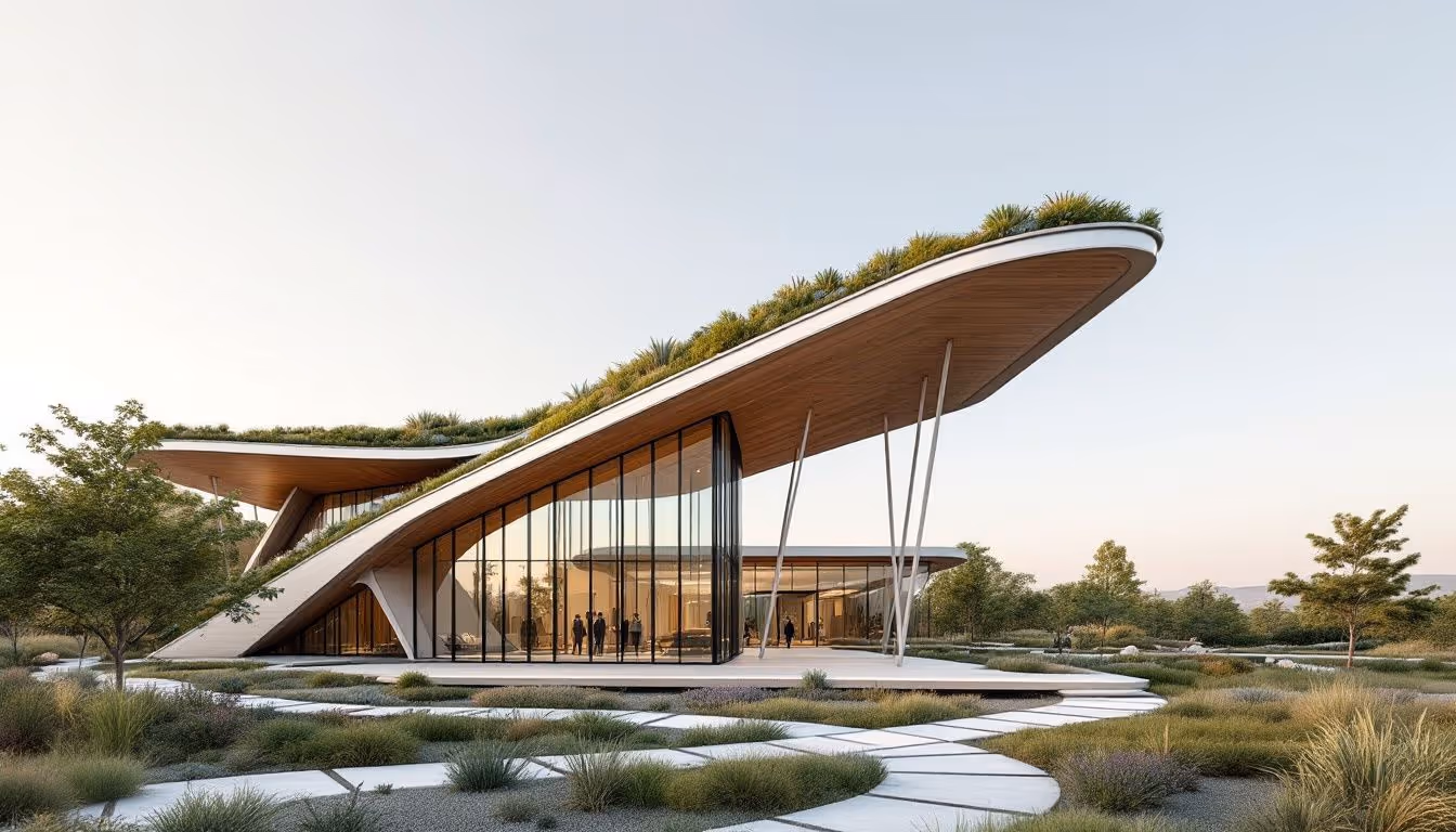 An overview of a longevity clinic's exterior, showcasing its modern architecture and welcoming entrance.