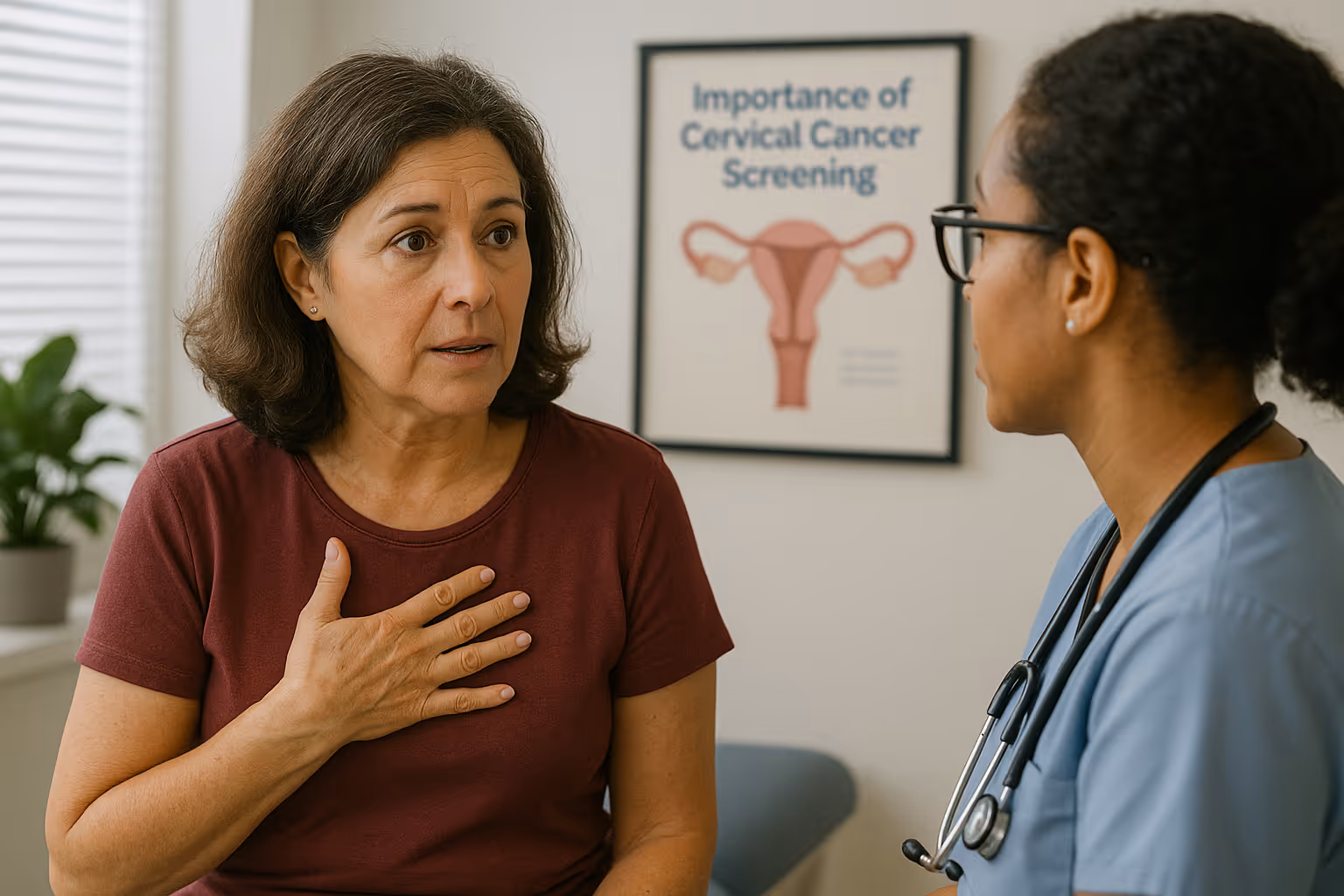 A patient discussing the importance of cervical cancer screening with a healthcare provider.