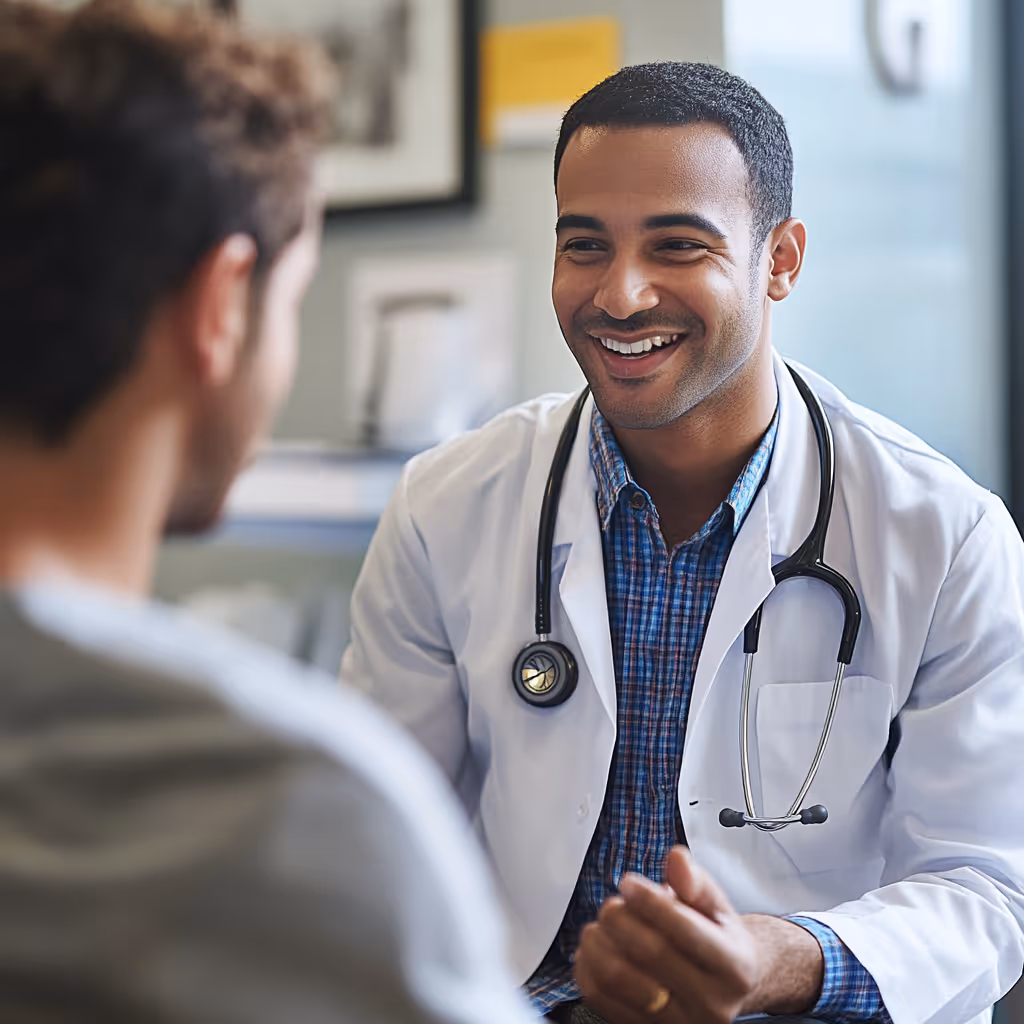 A healthcare professional discussing the benefits of full body scans with a patient.