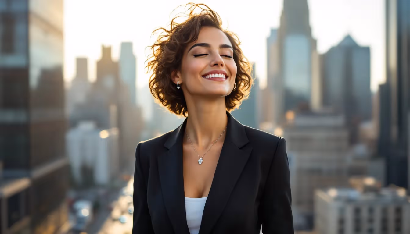 A happy executive enjoying the benefits of a health program.