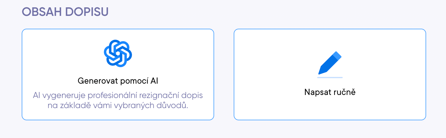 Výběr generování pomocí AI nebo manuálního režimu