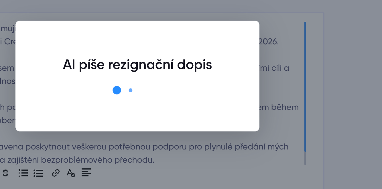 Generování rezignačního dopisu