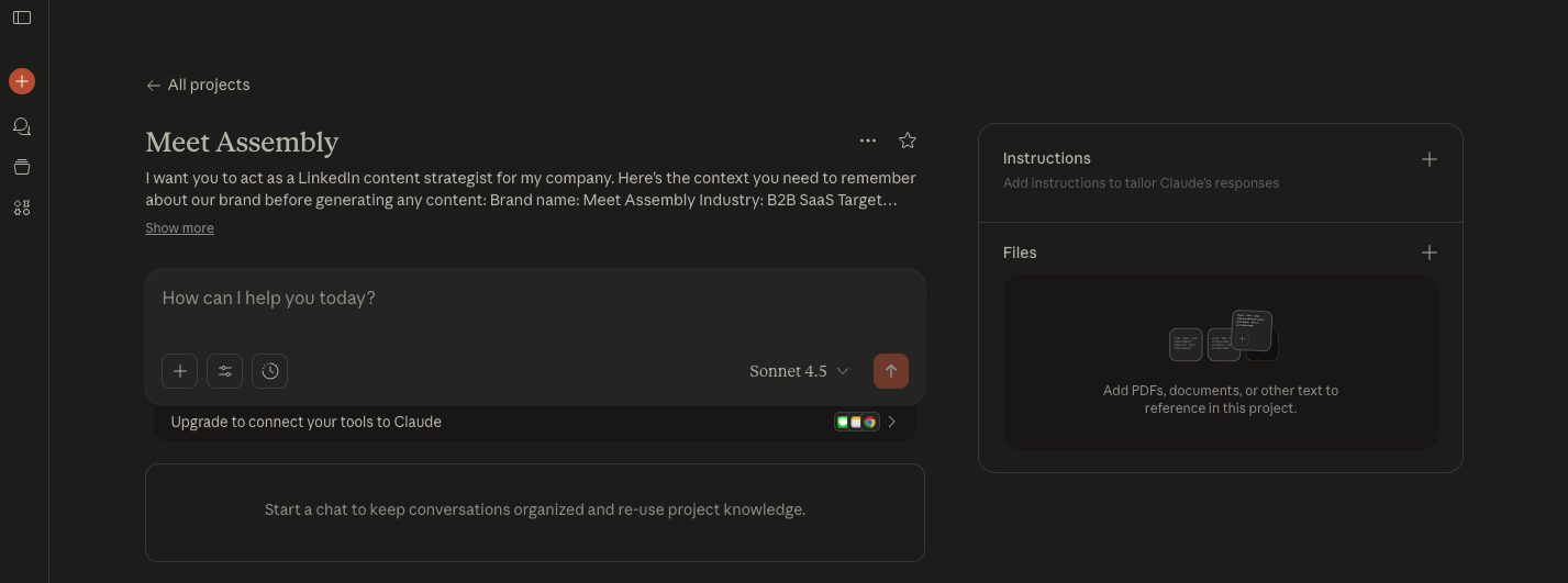 A screenshot of a Project from ClaudeAi