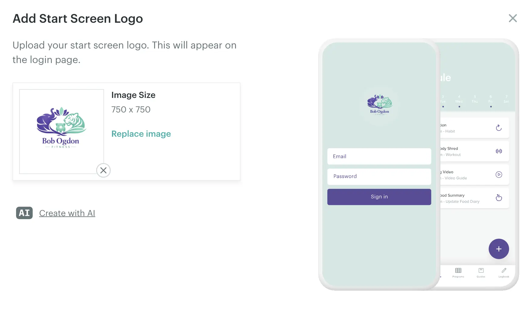 Add your start screen logo