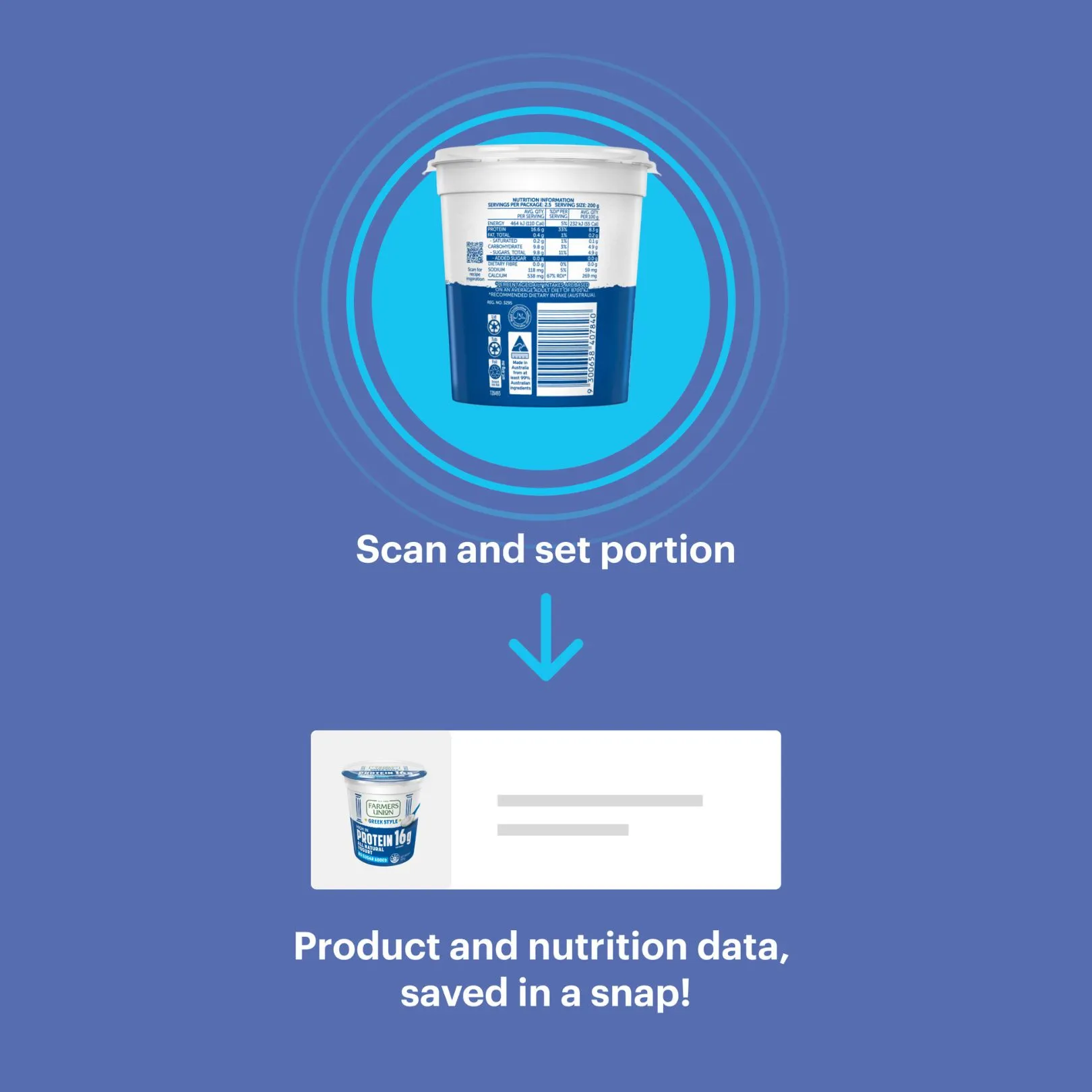 Barcode and AI food scanner in PT Distinction nutrition tracking