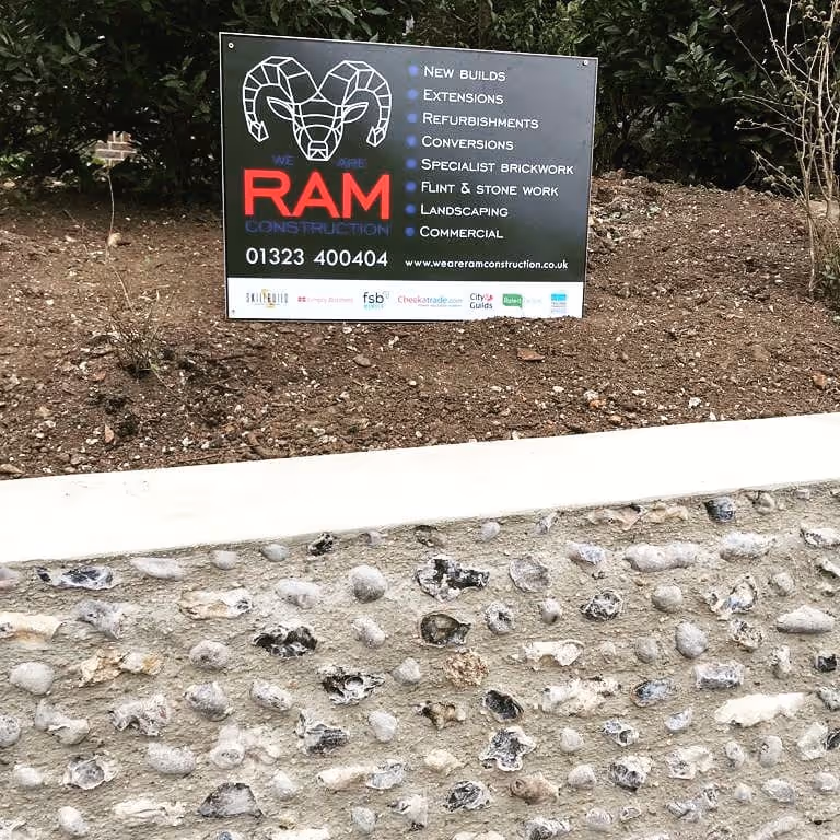 Recent Flint wall completion in Seaford