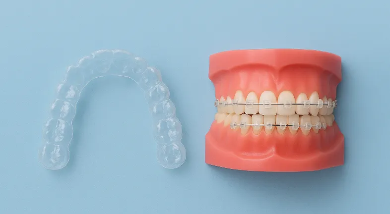 An image showing 2 different types of clear braces side by side.