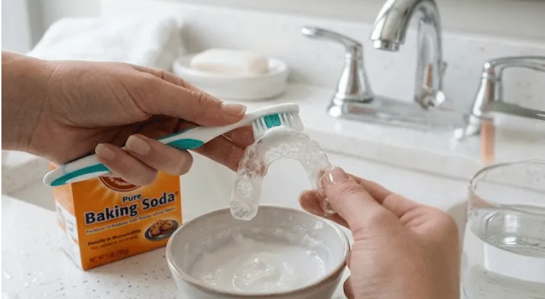 Cleaning retainers with baking soda