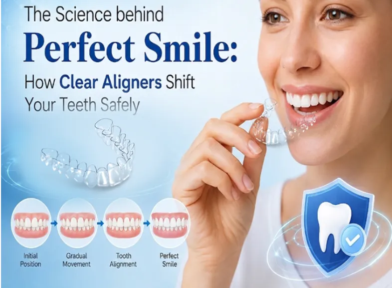  An image shows Caspersmile clear aligners shifting teeth