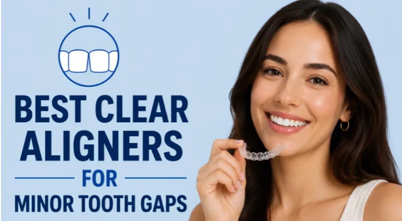 A girl who has successfully fixed minor tooth gaps with clear aligners.