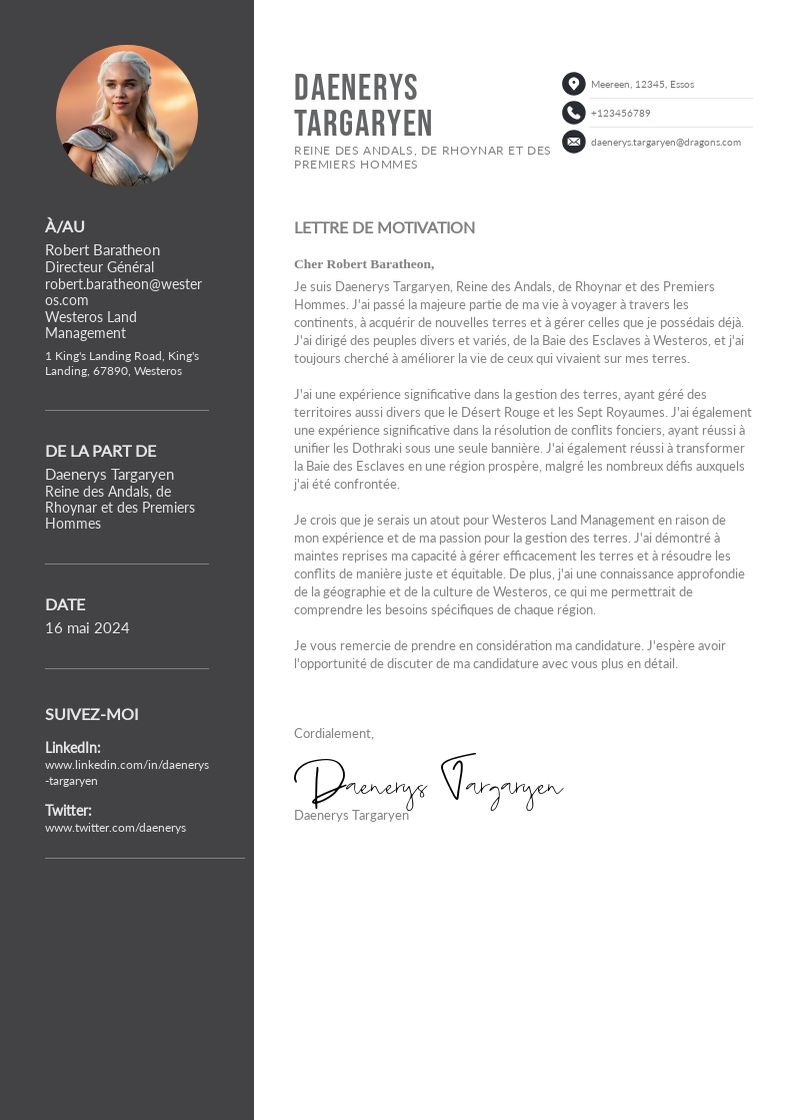 Maîtrisez l'Art de la Lettre de Motivation : Guide pour le Poste de Responsable de la Gestion des Terres