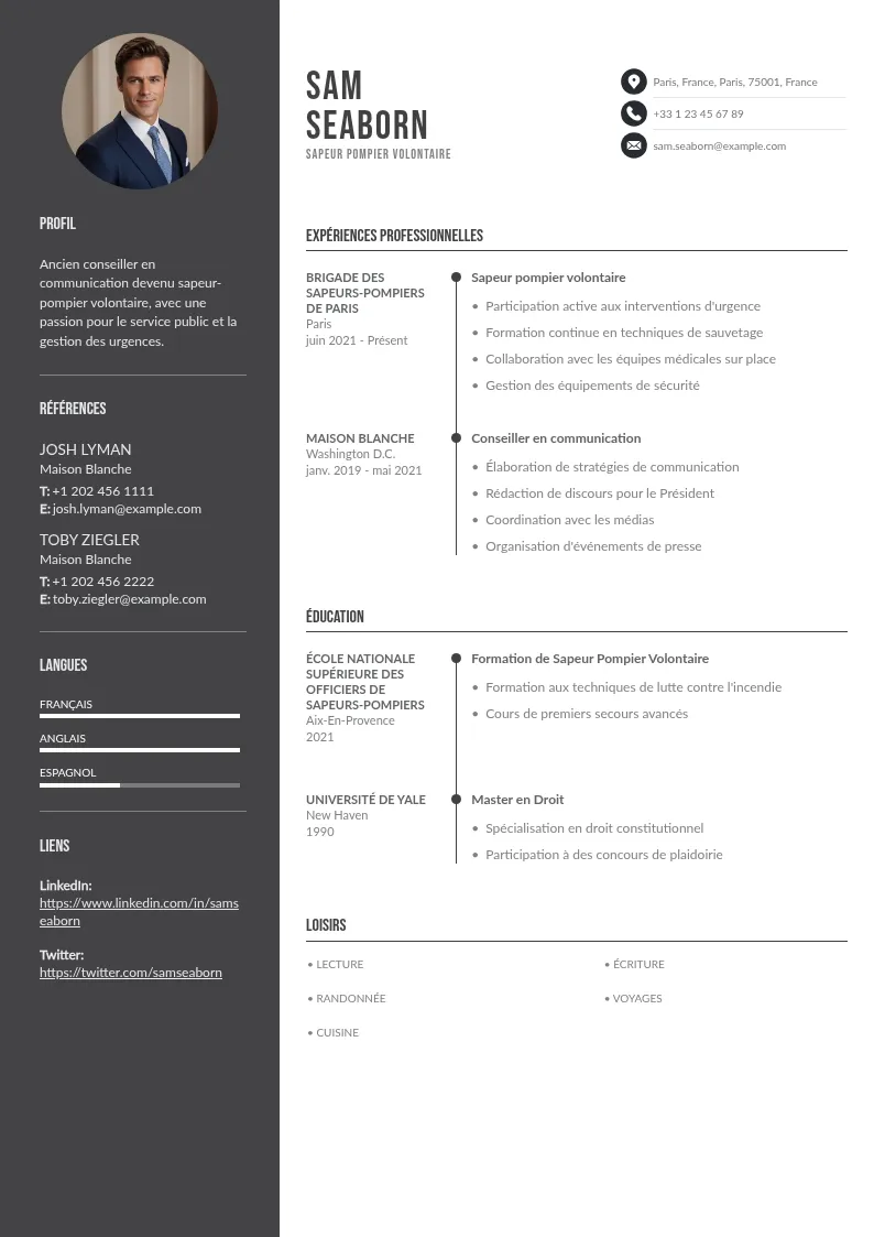 CV Sapeur Pompier Volontaire : Guide et Exemple 2025