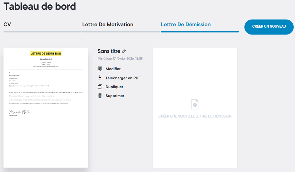 Générateur IA de lettre de démission