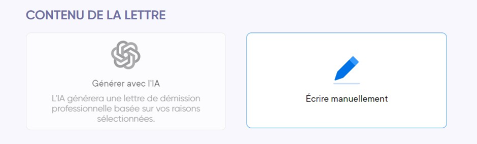 illustration du choix de mode d’écriture de lettre de démission