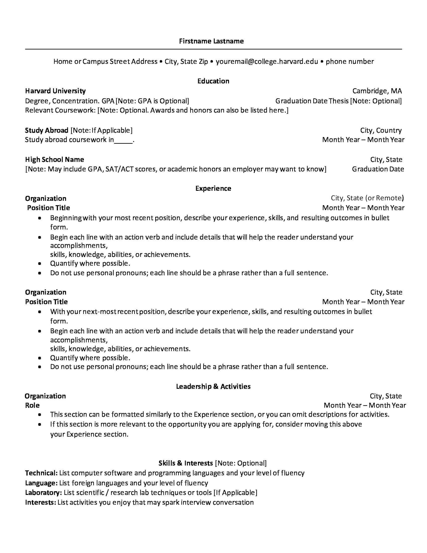 Modèle de CV américain compatible à une candidature chez SpaceX