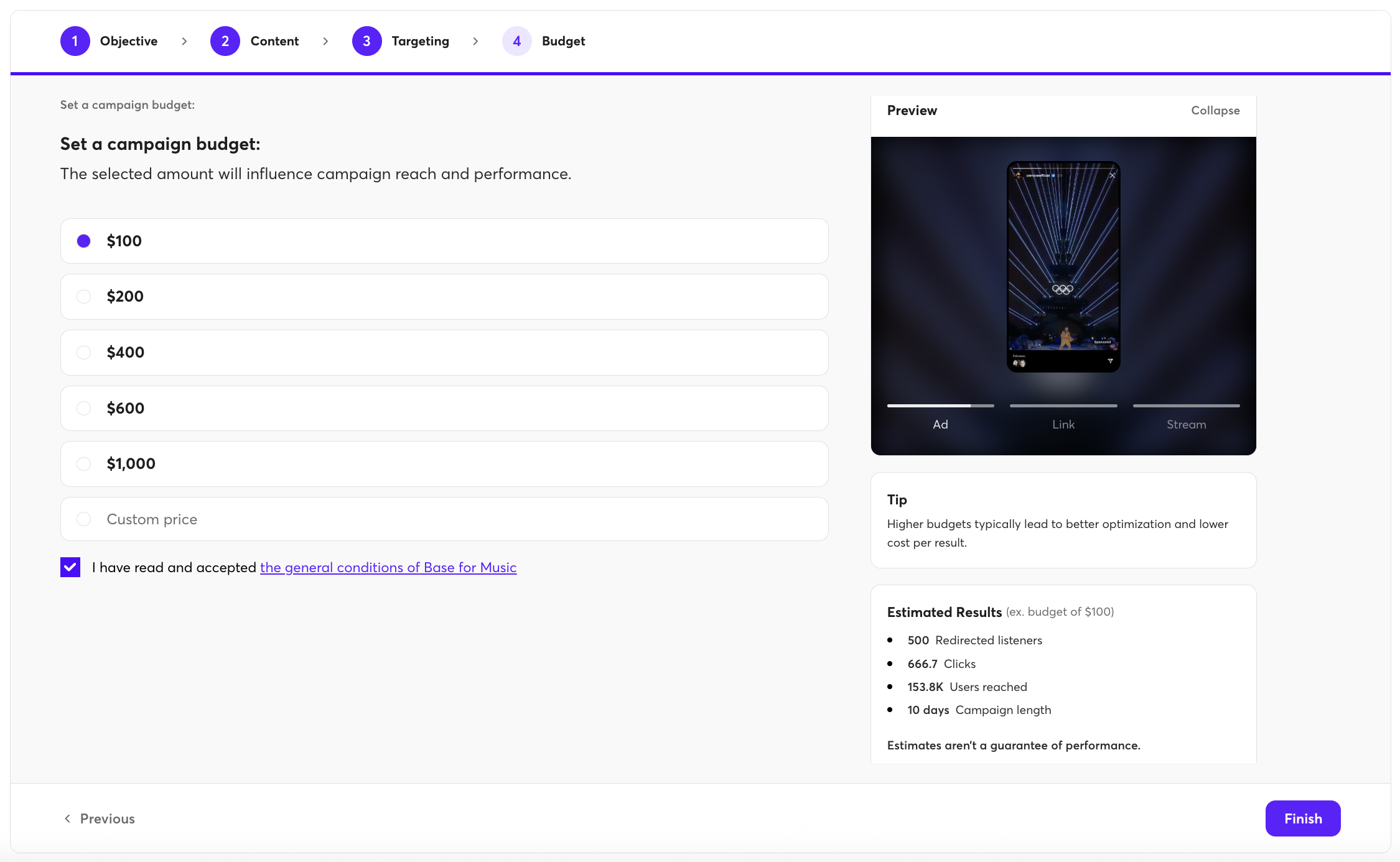 Run ads for your music