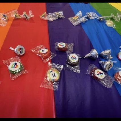 Pride 5k and Celebration candy on a flag