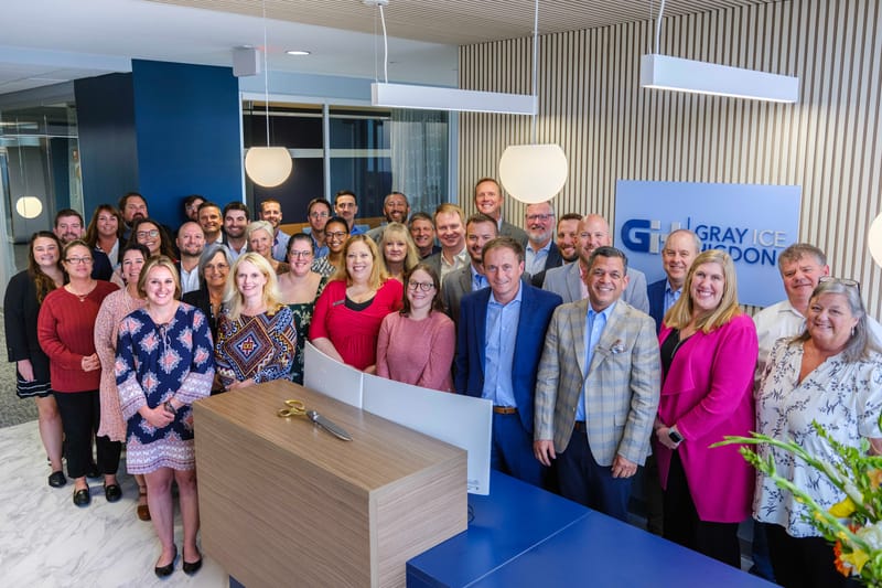 Gray Ice Higdon employees at ribbon cutting ceremony
