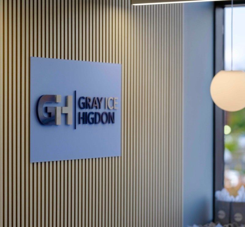 Gray Ice Higdon logo sign